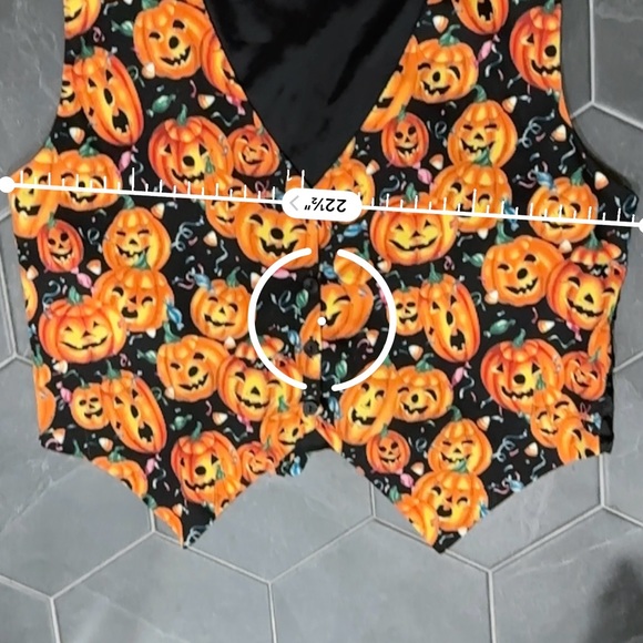 VTG 90s Jack-o'-lantern Pumpkins All Over Print Halloween Vest - Picture 7 of 7